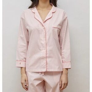 Marigot Amboise Long Pajama Set in Coral Stripe | size small